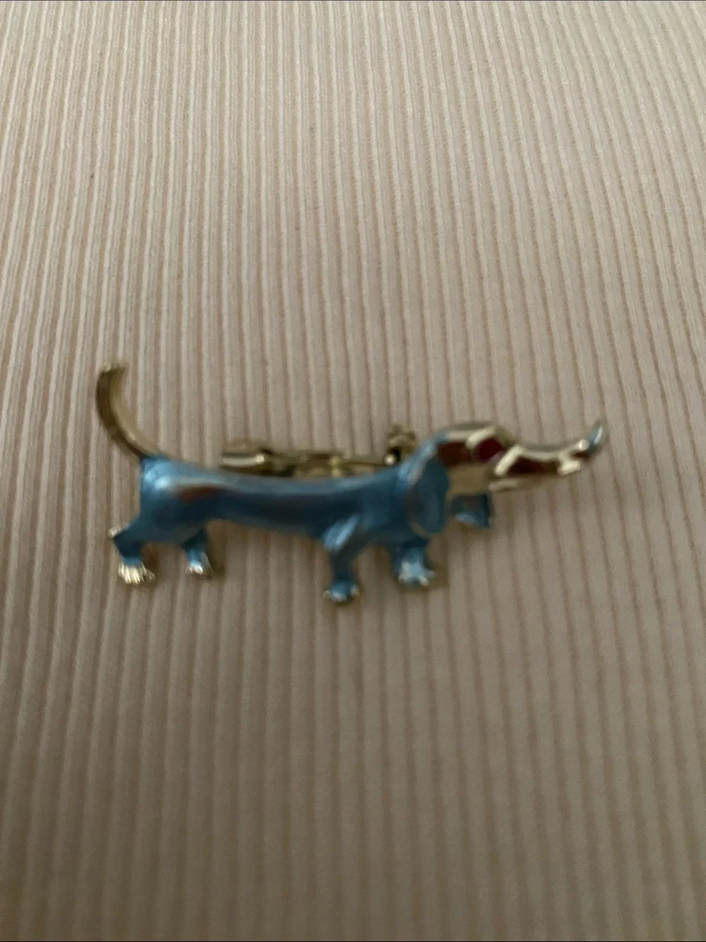Vintage  Blue Enamel Dachshund Pin Brooch